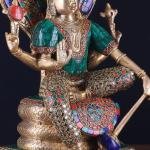 Pure Brass Lord Vishnu Under Sheshanaaga | 11" x 8" x 7" (28 x 20.3 x 17.8 cm) | 9.5 kg Stonework Art | Divine Throne Sacred Murti